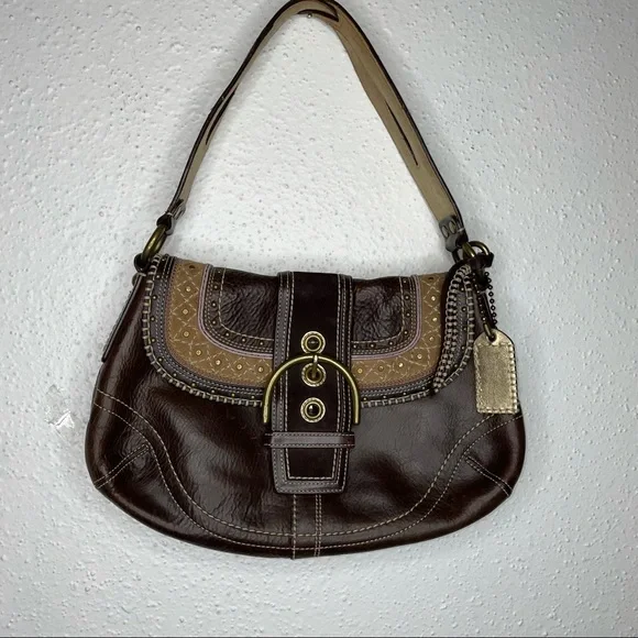 VTG COACH BOHO 90 Y2k Leather & Suede Brown Soho flap 10479  VERY RARE Bag - Picture 3 of 13